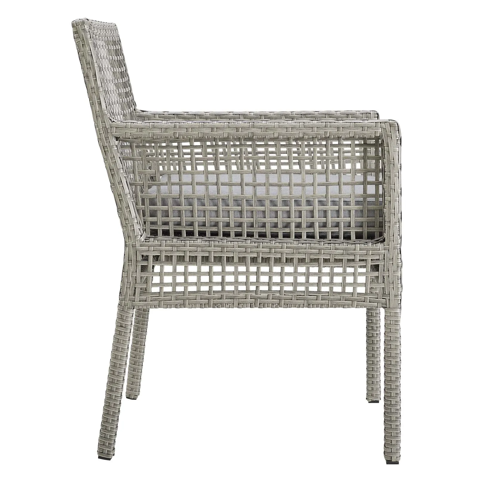 Aura Dining Armchair Outdoor Patio Wicker Rattan Set of 4 Gray Gray EEI-3594-GRY-GRY