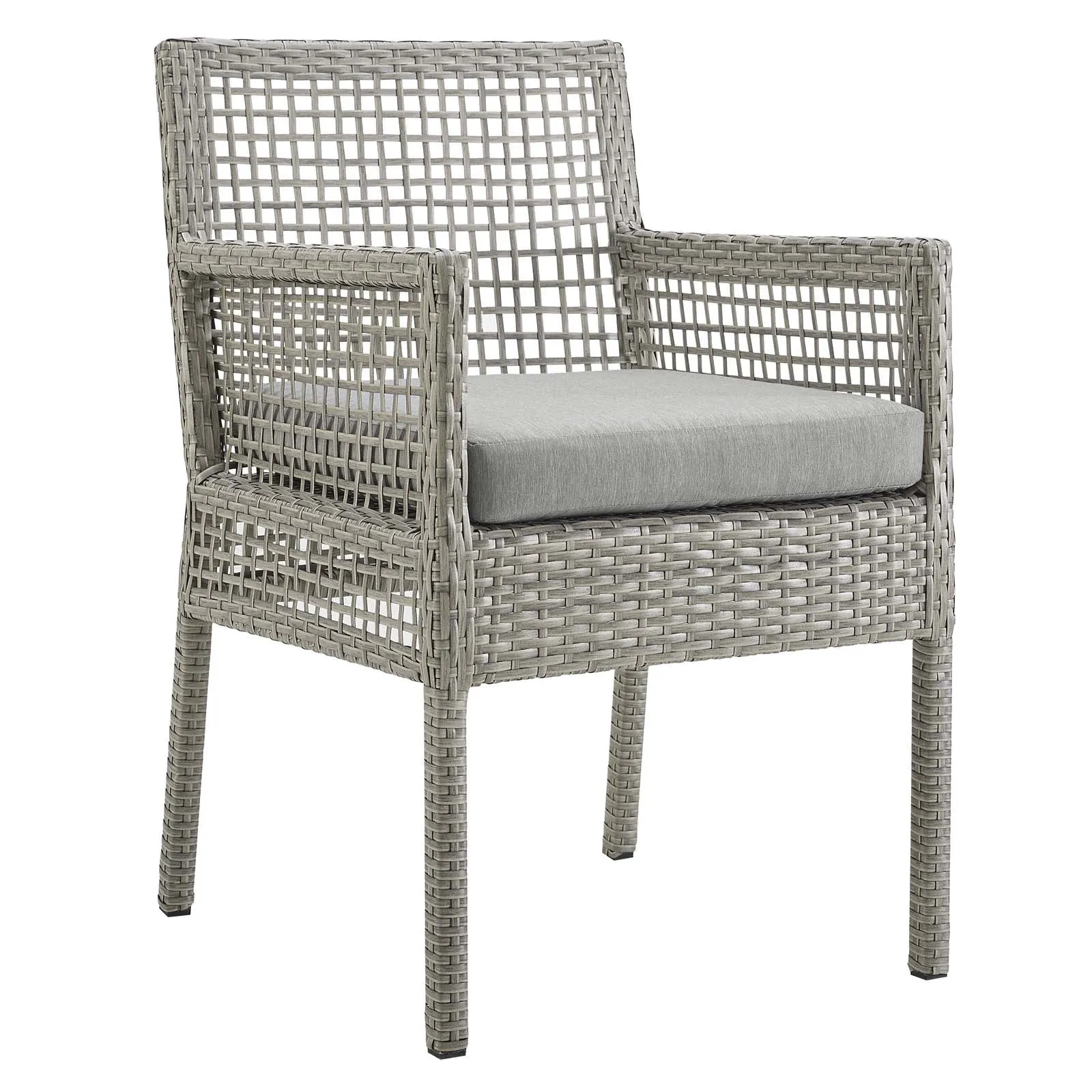 Aura Dining Armchair Outdoor Patio Wicker Rattan Set of 4 Gray Gray EEI-3594-GRY-GRY