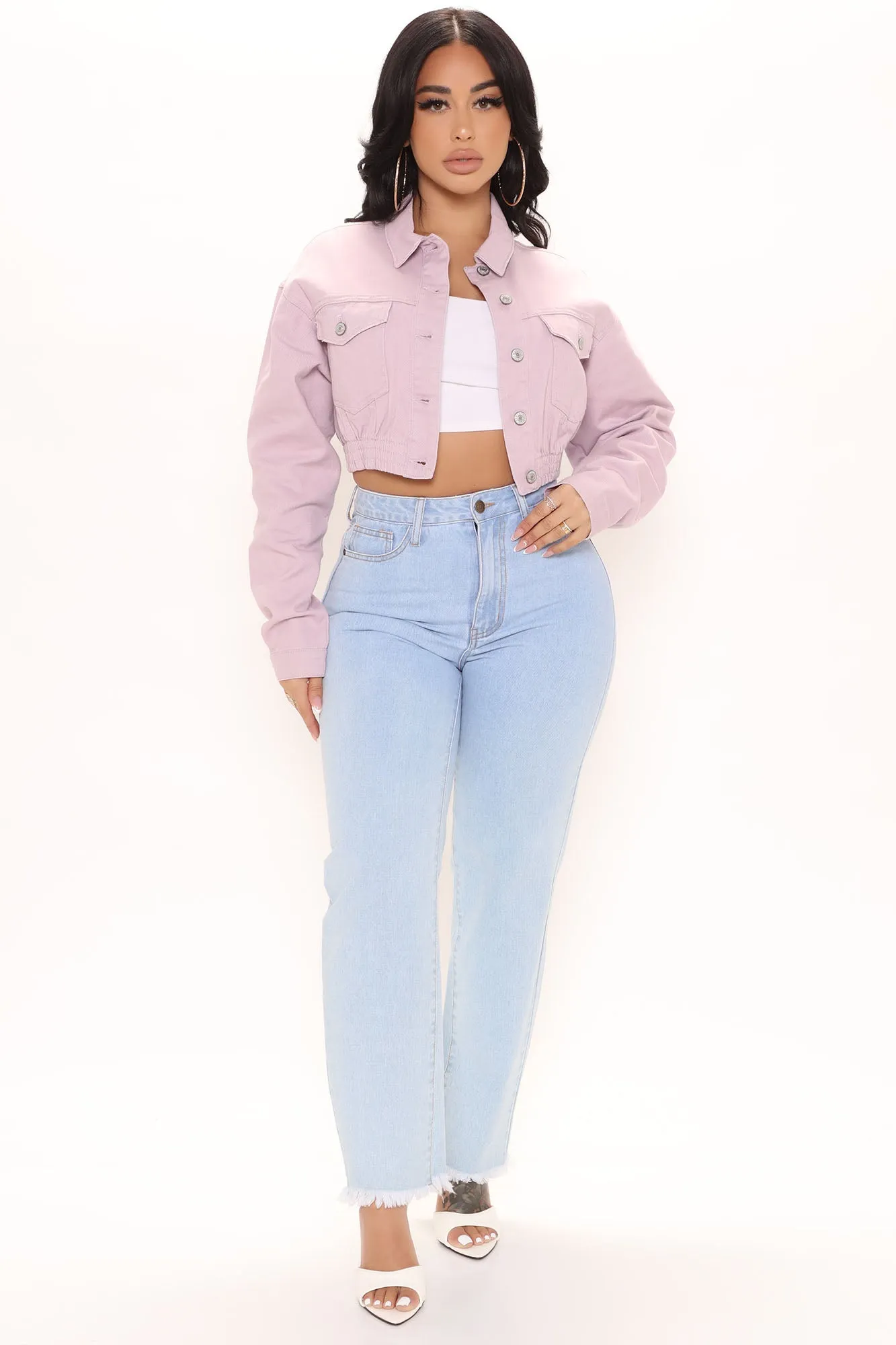 Backstage Crop Denim Jacket - Lilac