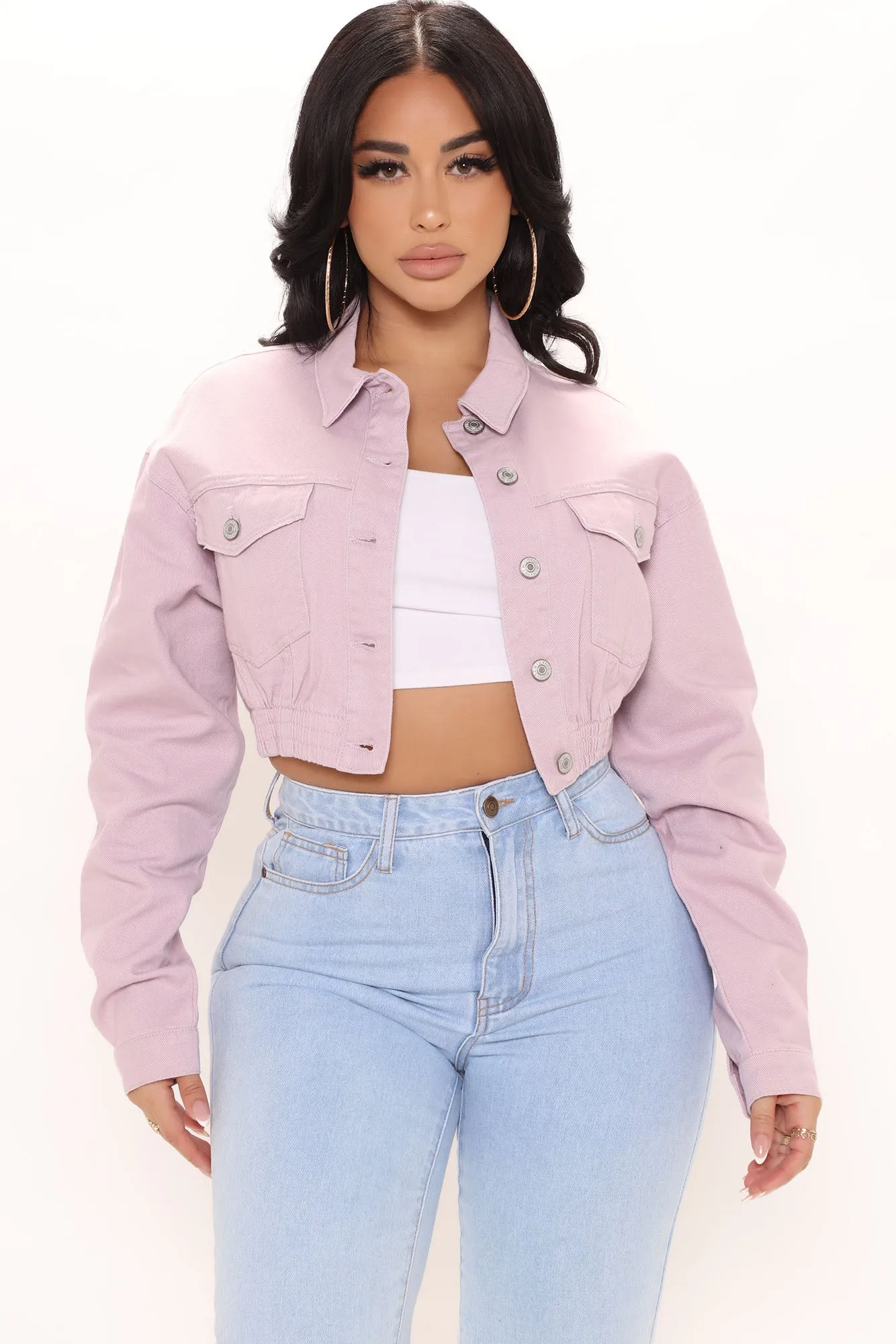 Backstage Crop Denim Jacket - Lilac