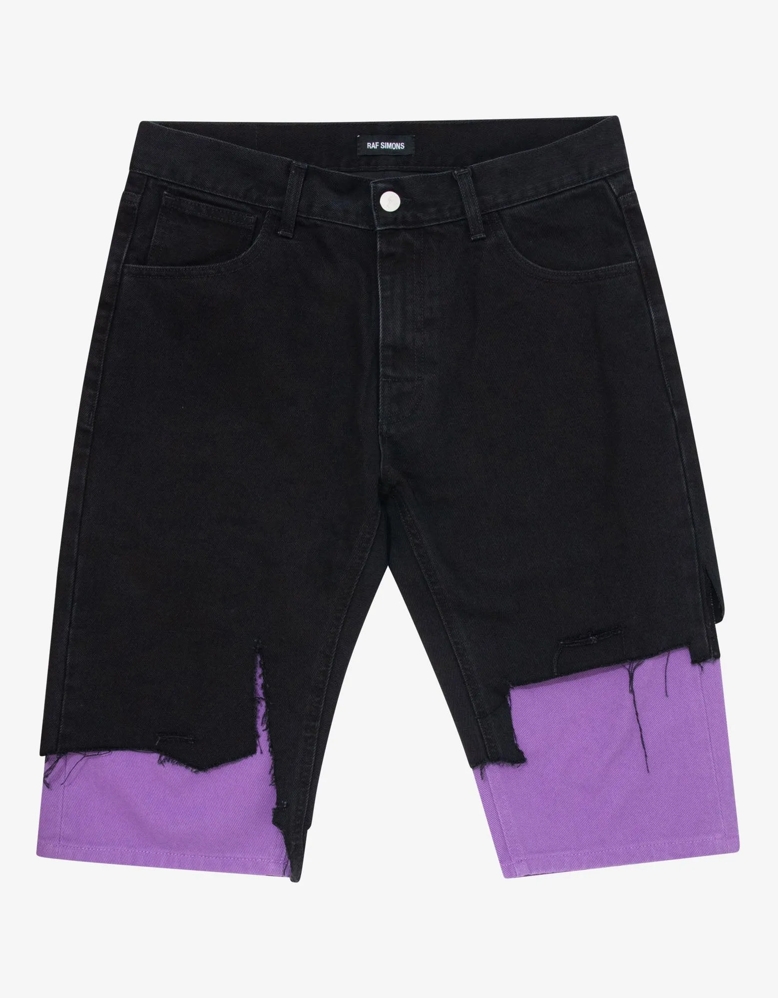 Black & Purple Slim Fit Destroyed Denim Shorts