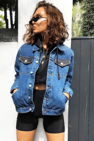 Blue Two Tone Denim Jacket -Shay