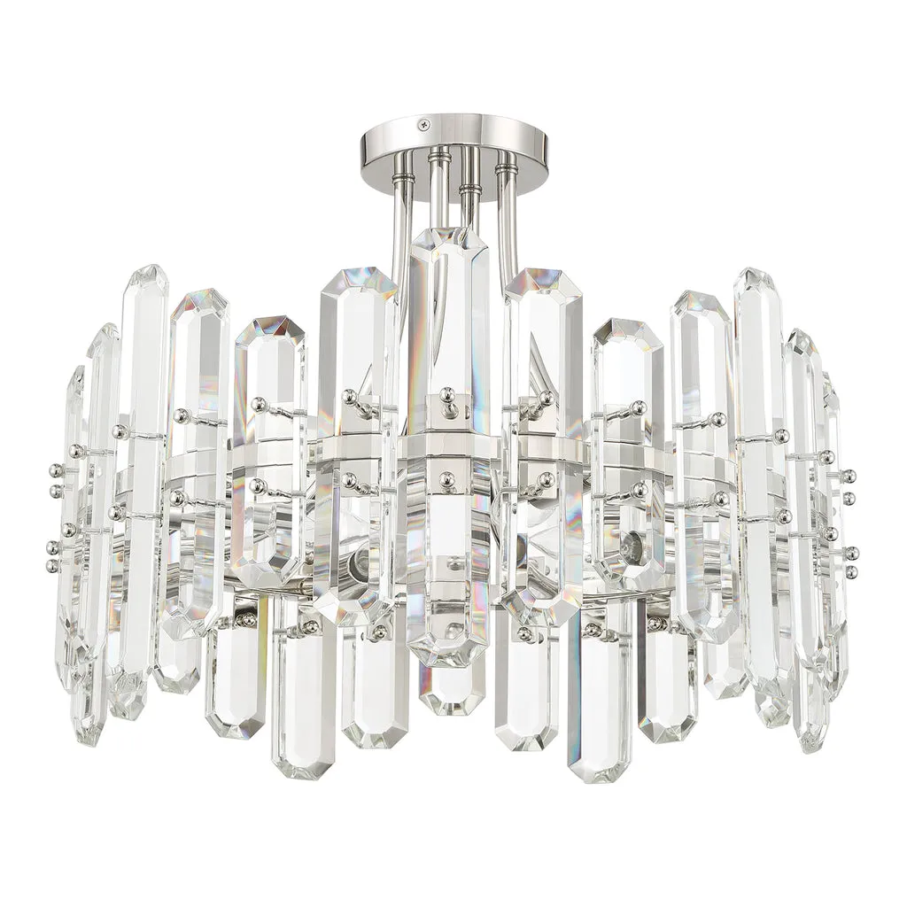 Bolton 4 Light Polished Nickel Semi Flush Mount