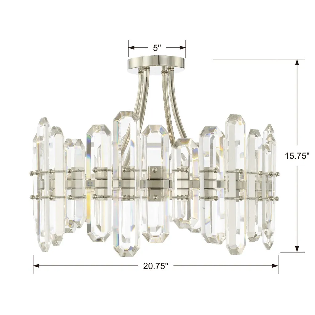 Bolton 4 Light Polished Nickel Semi Flush Mount