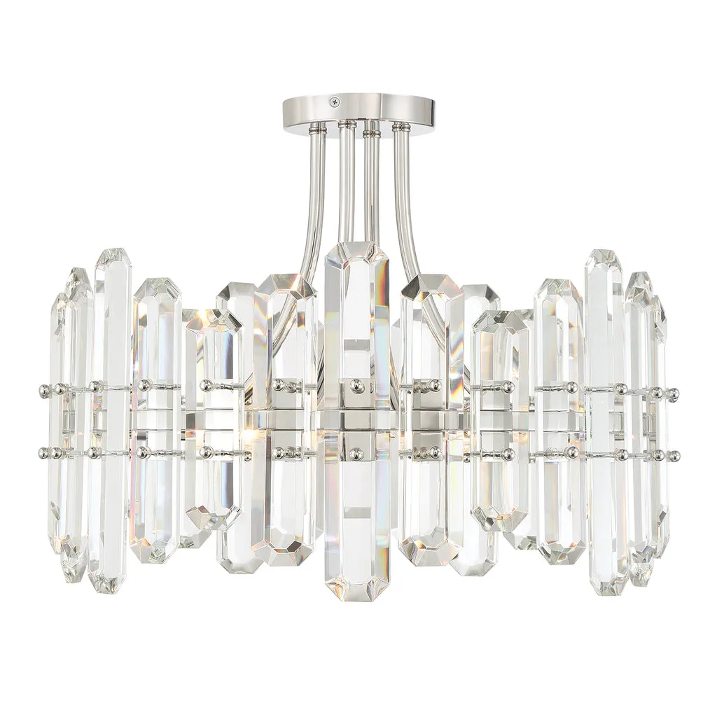 Bolton 4 Light Polished Nickel Semi Flush Mount