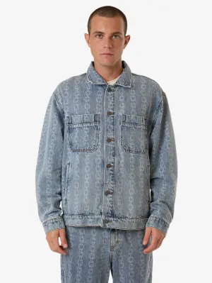 Chain Reaction Canyon Oversized Denim Jacket - Faded Rinse Indigo