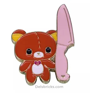 Cute Bear with Knife Meme Enamel Pins Near Me