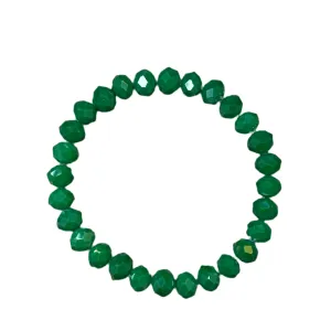 Dark Emerald Green Faceted Rondelle 8mm Bracelet