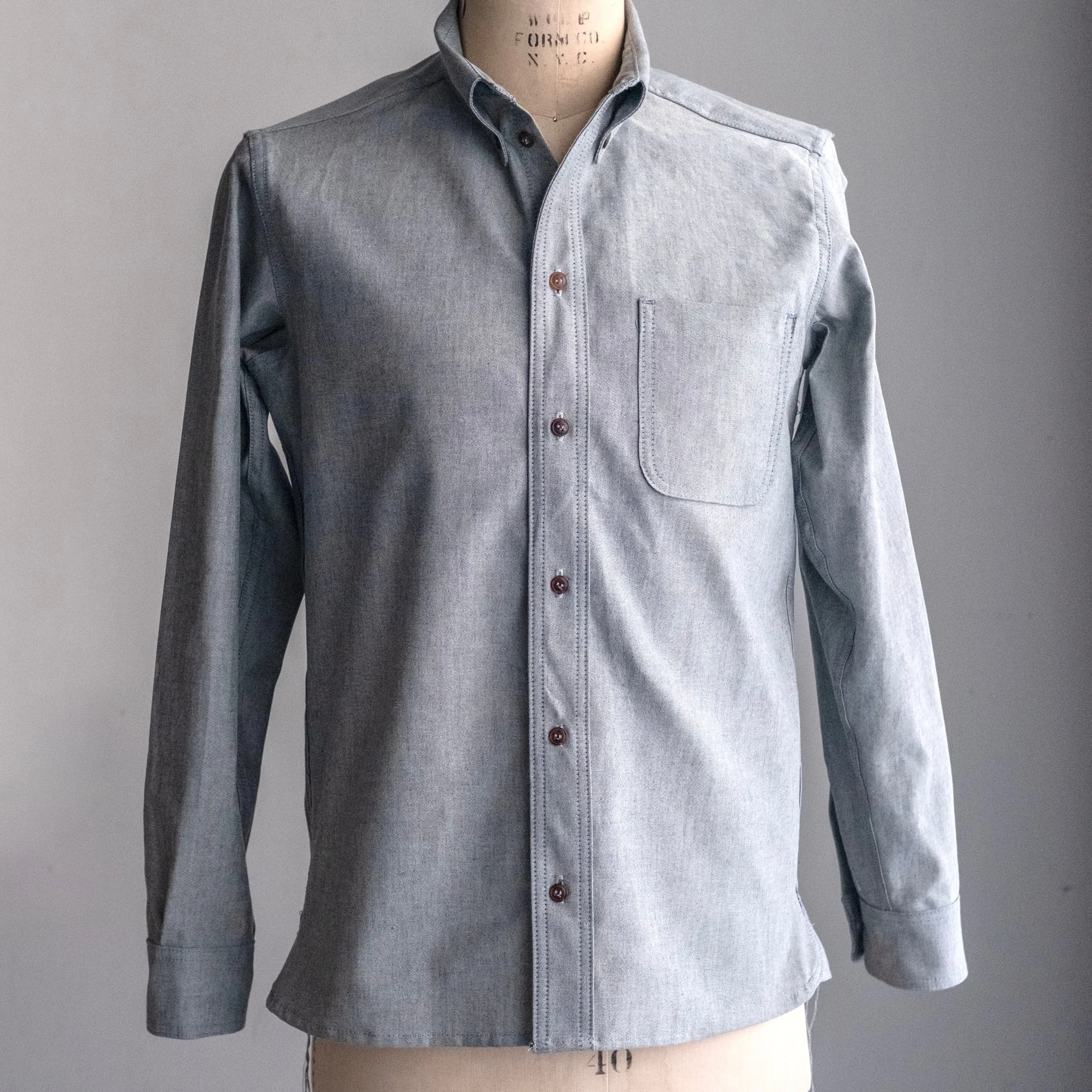 Denim Button Down Shirt Yoshiwa Greycast Indigo 6oz Oxford