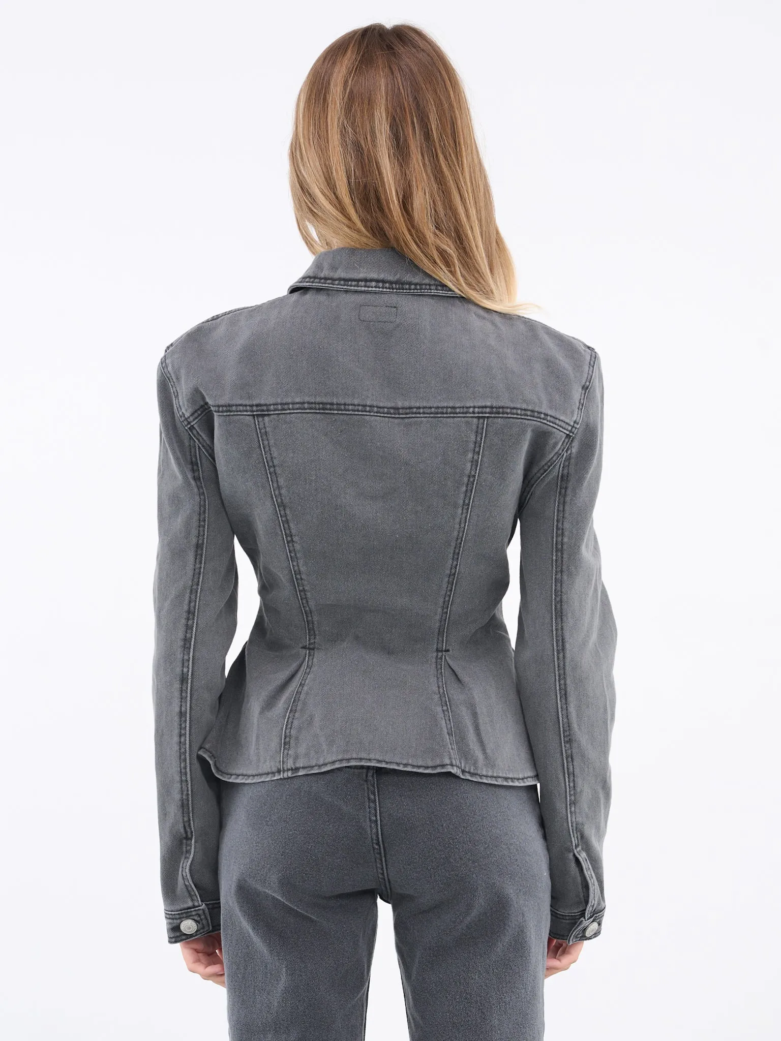 Denim Peplum Jacket (121723-GREY)