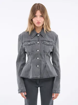 Denim Peplum Jacket (121723-GREY)