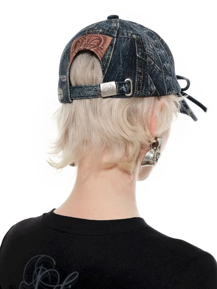 Denim Printed Baseball Cap【s0000009866】