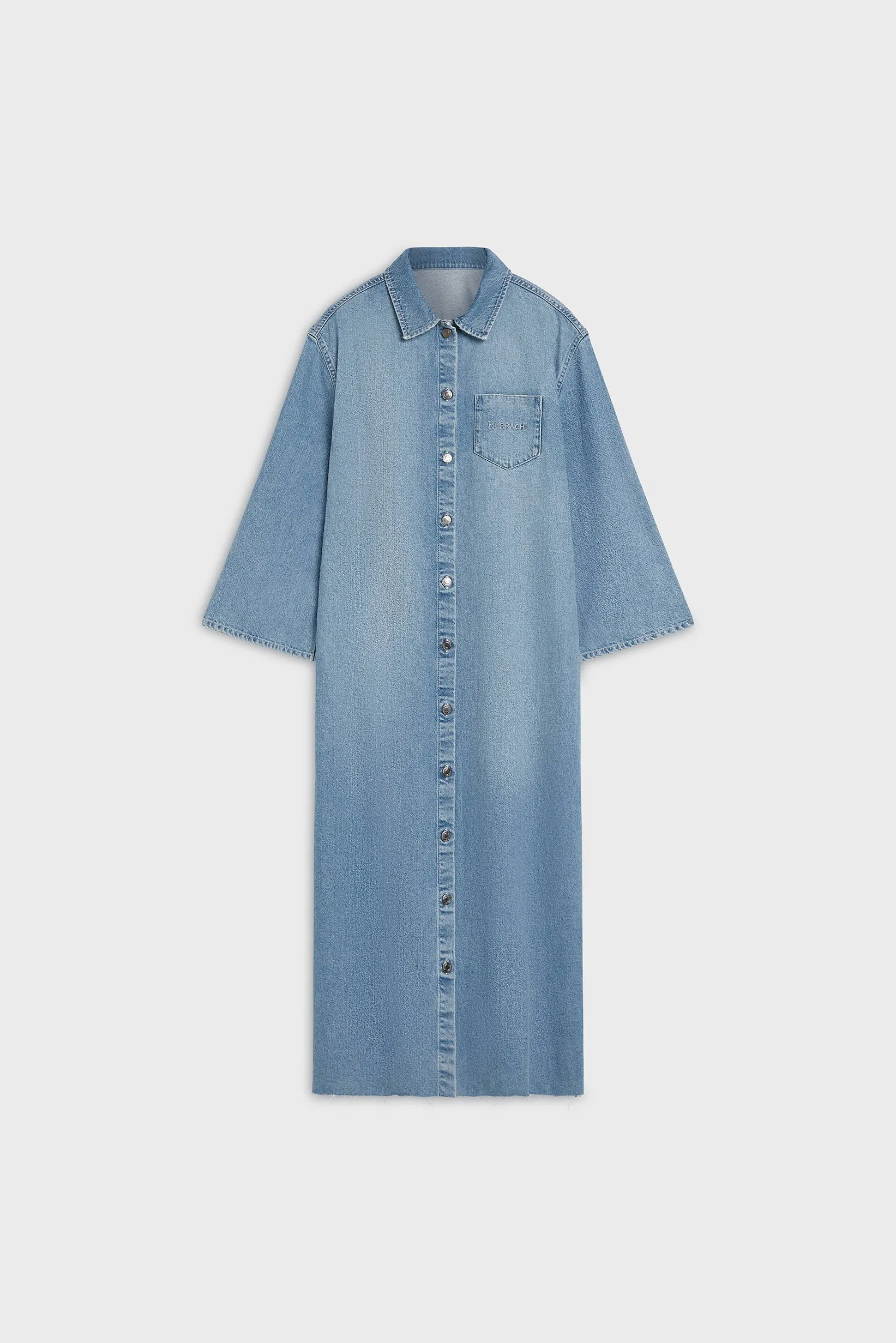 Denim Shirt Dress | Washed Silver Blue