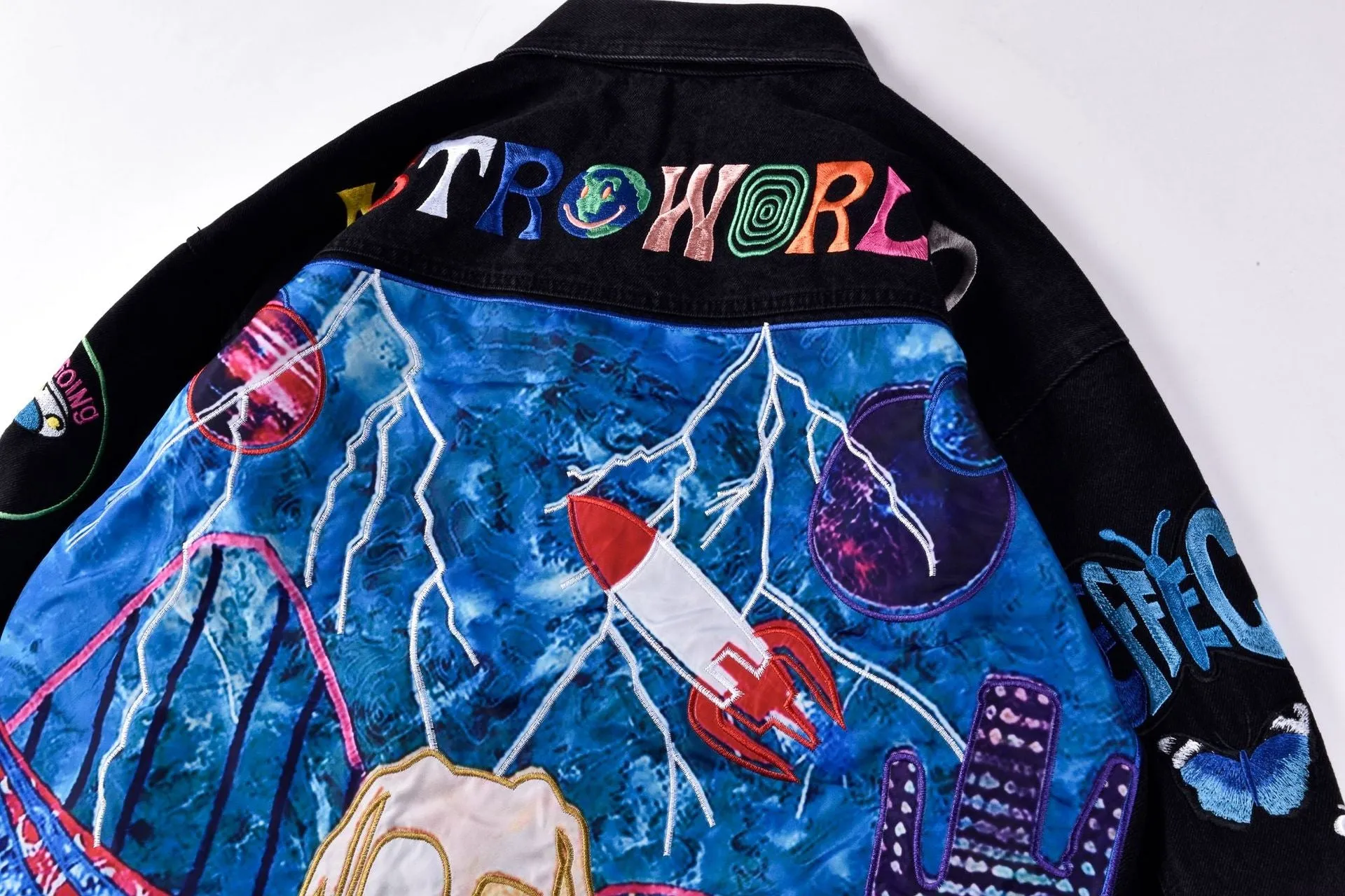 Embroidered Denim Jacket High Street