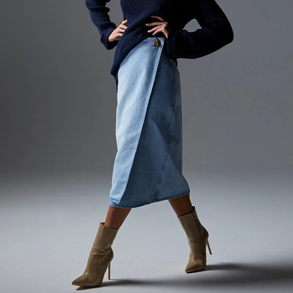 Flight Denim Wrap Skirt - Bleach Wash