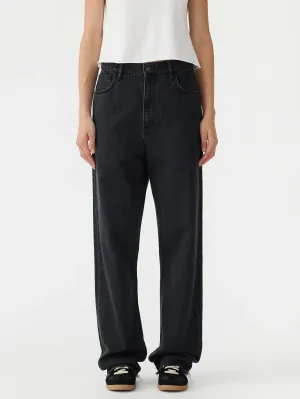 Washed Black High-Rise Straight-Leg Jeans