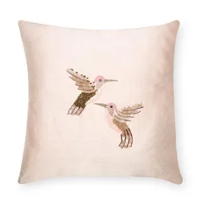 Hummingbird Embellished Blush Cushion