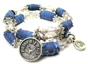 I Like Big Bucks Blue Jean Beaded Wrap Bracelet