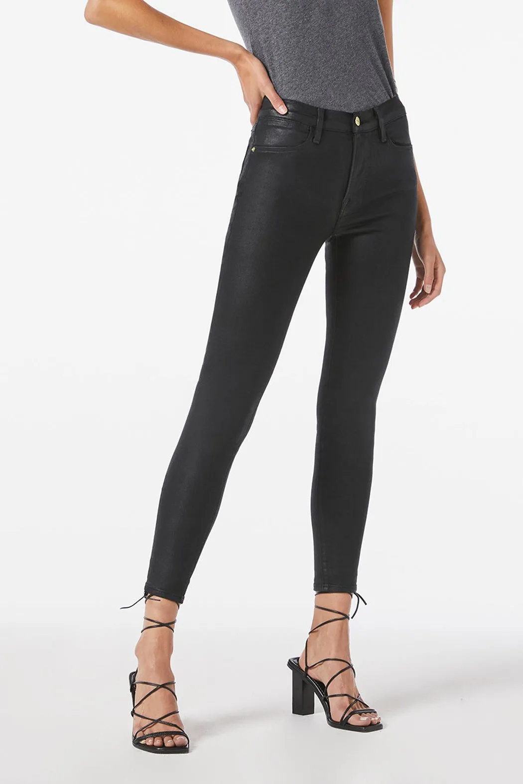 Le High Skinny Coated Noir