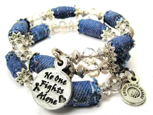 No One Fights Alone Blue Jean Beaded Wrap Bracelet