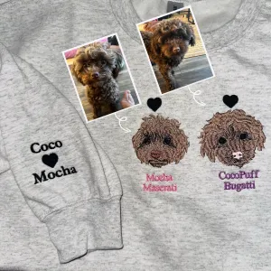 Poodle Sweatshirt or Hoodie, Custom Embroidered Gift with Picture Name