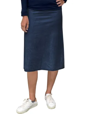 Women's Basic Modest 27" Below the Knee Midi Length Long Lightweight Denim Straight Skirt