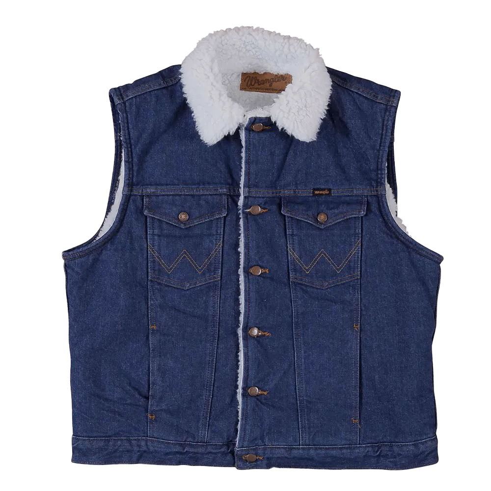 Wrangler Men's Sherpa Lined Prewashed Denim Vest